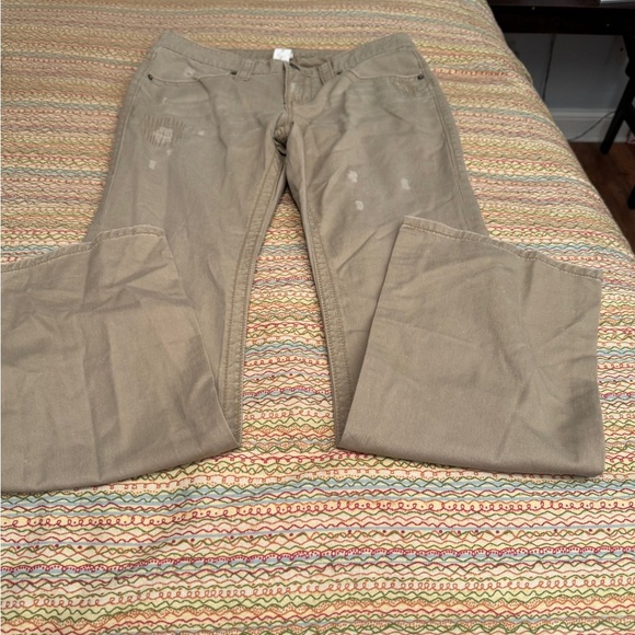 Victoria Secret London Tan Jean Size 10 Long 100% Cotton Distressed - Picture 14 of 16